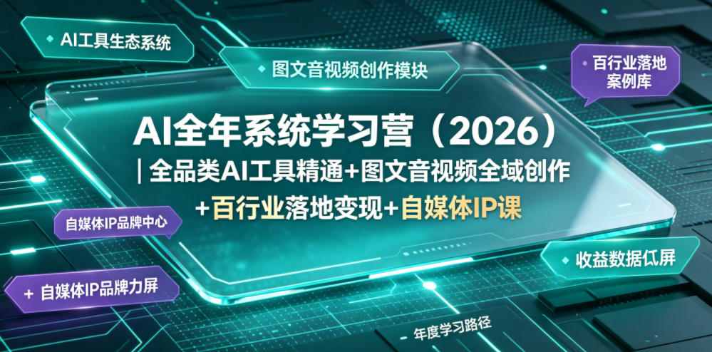 AI全年系统学习营(2026)｜全品类AI工具精通+图文音视频全域创作+百行业落地变现+自媒体IP打造年度进阶大课-心语项目网