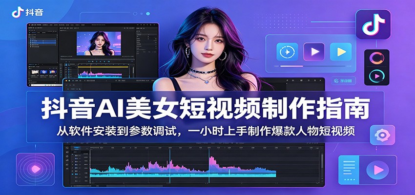 抖音AI美女短视频制作指南：从软件安装到参数调试，一小时上手制作爆款人物短视频-心语项目网