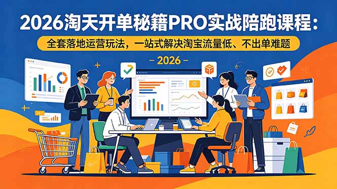 2026淘天开单秘籍PRO实战陪跑课程：全套落地运营玩法，一站式解决淘宝流量低、不出单难题-心语项目网