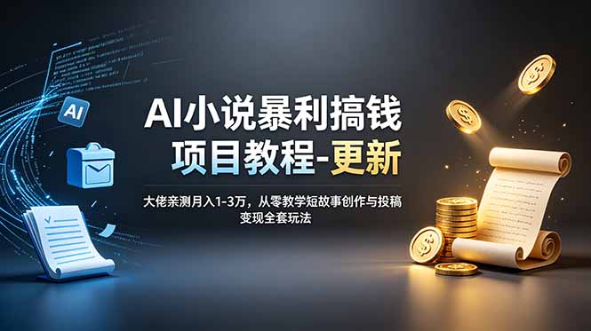 AI小说暴利搞钱项目教程-更新,大佬亲测月入1-3万,从零教学短故事创作与投稿变现全套玩法-心语项目网