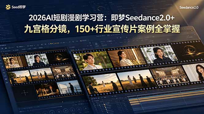 2026AI短剧漫剧学习营：即梦Seedance2.0+九宫格分镜，150+行业宣传片案例全掌握-心语项目网