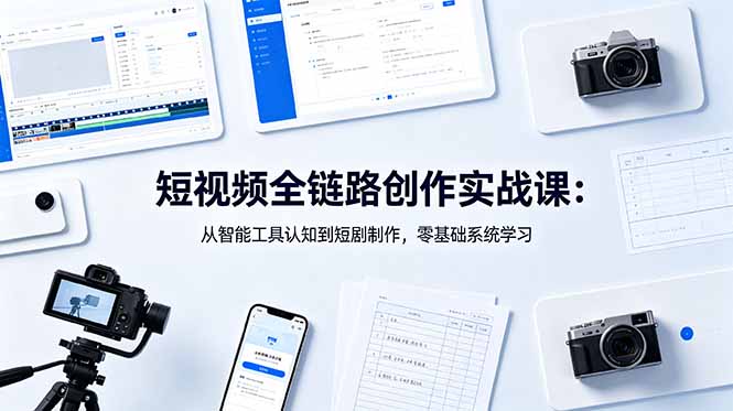短视频全链路创作实战课:从智能工具认知到短剧制作,零基础系统学习-心语项目网
