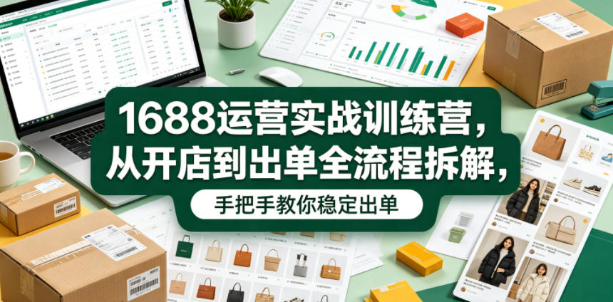 1688运营实战训练营，从开店到出单全流程拆解，手把手教你稳定出单(更新0620)-心语项目网