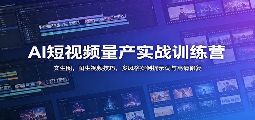 AI短视频量产实战训练营：文生图，图生视频技巧，多风格案例提示词与高清修复-心语项目网