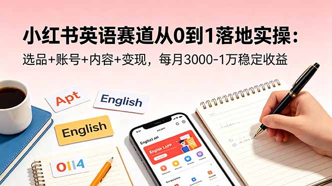 小红书英语赛道从0到1落地实操：选品+账号+内容+变现，每月3000-1万稳定收益-心语项目网