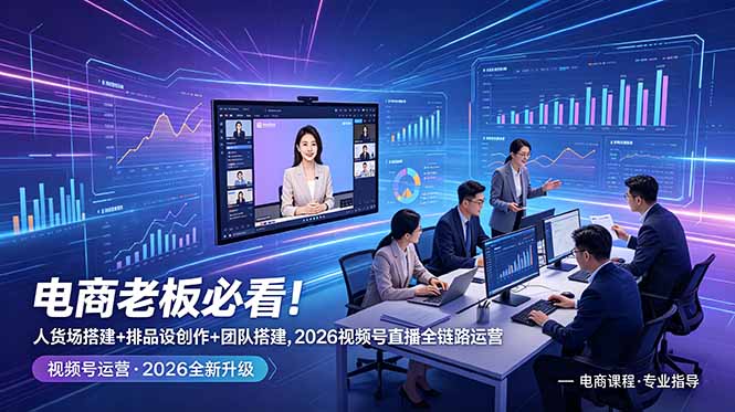 电商老板必看！人货场搭建+排品设计+素材创作+团队搭建，2026视频号直播全链路运营-心语项目网