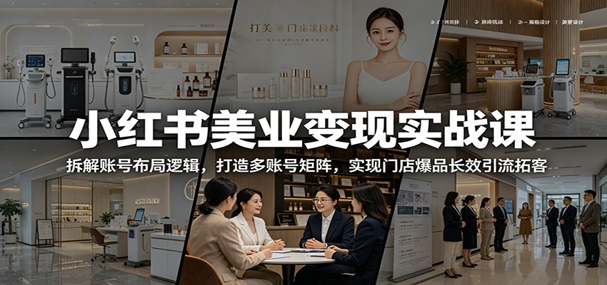 小红书美业变现实战课：拆解账号布局逻辑，打造多账号矩阵，实现门店爆品长效引流拓客-心语项目网