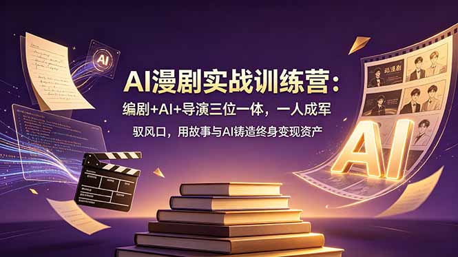 AI漫剧实战训练营：编剧+AI+导演三位一体，一人成军 驭风口，用故事与AI铸造终身变现资产-心语项目网