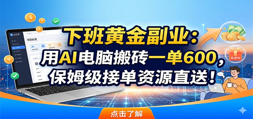 下班黄金副业：用AI电脑搬砖一单600，保姆级接单资源直送！-心语项目网