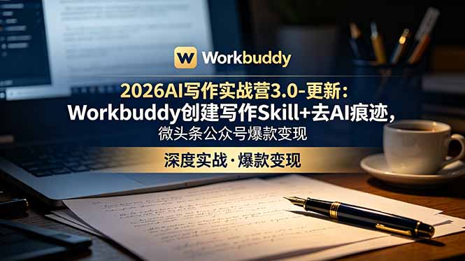 2026AI写作实战营3.0-更新:Workbuddy创建写作Skill+去AI痕迹,微头条公众号爆款变现-心语项目网