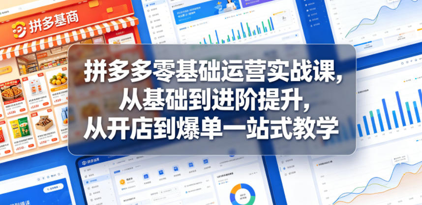 拼多多零基础运营实战课，从基础到进阶提升，从开店到爆单一站式教学-心语项目网