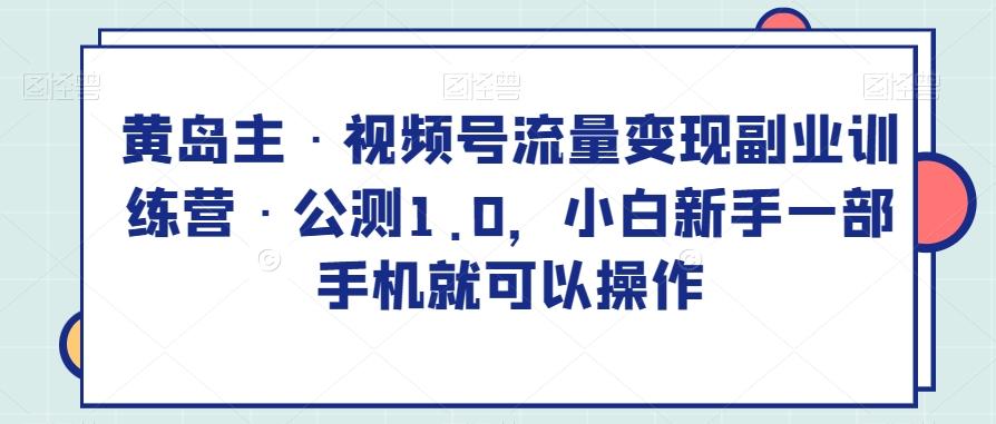 黄岛主·视频号流量变现副业训练营·公测1.0，小白新手一部手机就可以操作-心语项目网
