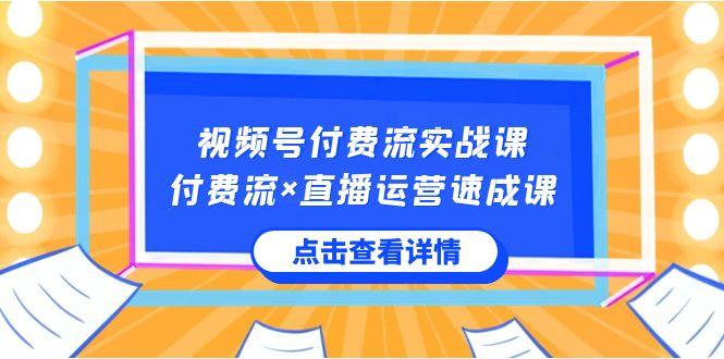 视频号付费流实战课，付费流×直播运营速成课，让你快速掌握视频号核心运营技能-心语项目网