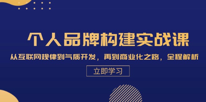 个人品牌构建实战课：从互联网规律到气质开发，再到商业化之路，全程解析-心语项目网
