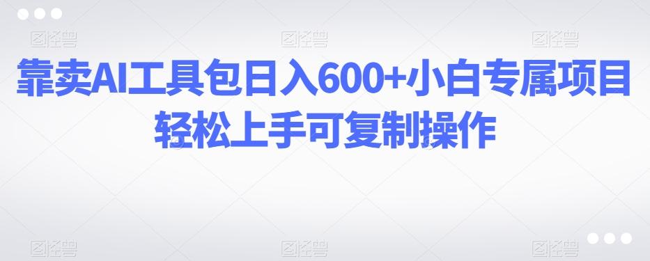 靠卖AI工具包日入600+小白专属项目轻松上手可复制操作-心语项目网