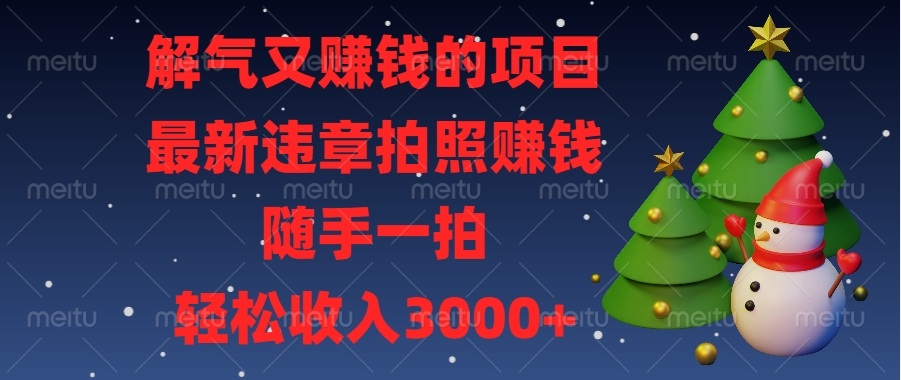 解气又赚钱的项目，最新违章拍照赚钱，随手一拍，轻松收入3000+-心语项目网