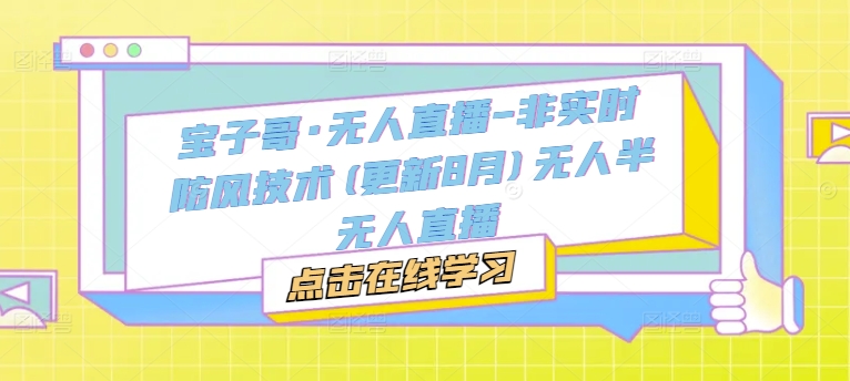 宝子哥·无人直播-非实时防风技术(更新25年5月)无人半无人直播-心语项目网