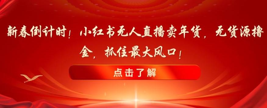 新春倒计时！小红书无人直播卖年货，无货源撸金，抓住最大风口【揭秘】-心语项目网