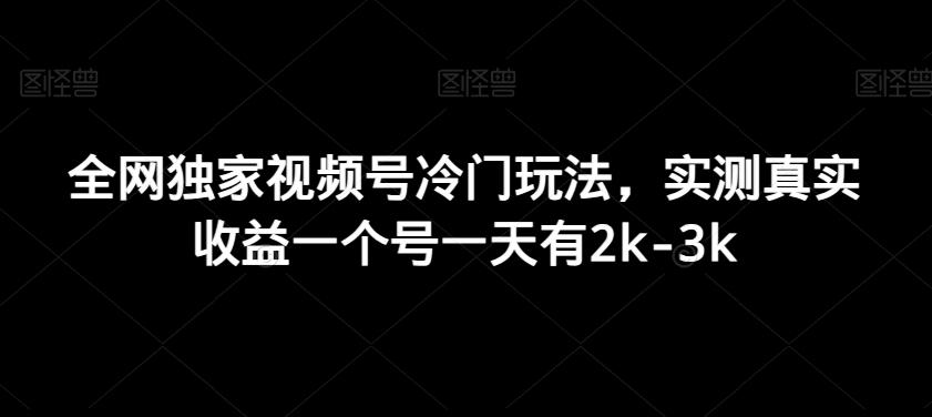 全网独家视频号冷门玩法，实测真实收益一个号一天有2k-3k-心语项目网
