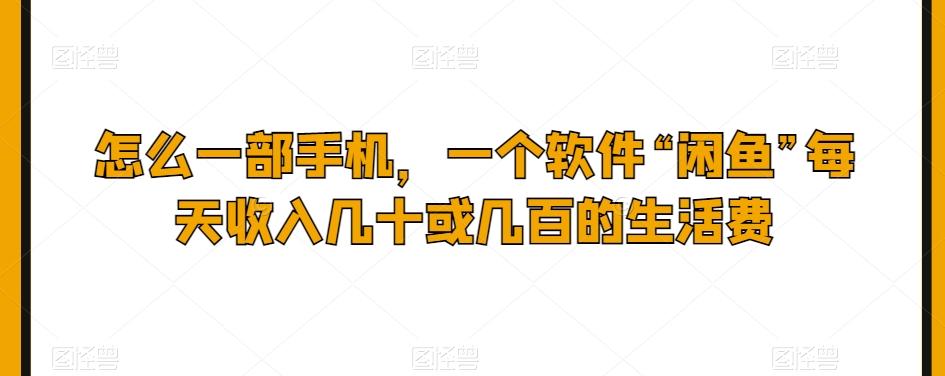 怎么一部手机，一个软件“闲鱼”每天收入几十或几百的生活费-心语项目网