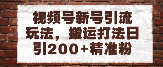 视频号新号引流玩法，搬运打法日引200+精准粉，可矩阵放大【揭秘】-心语项目网