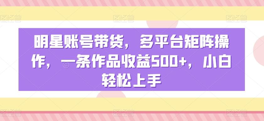 明星账号带货，多平台矩阵操作，一条作品收益500+，小白轻松上手【揭秘】-心语项目网