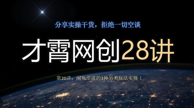 才霄网创28讲第20讲：闲鱼引流的3种另类玩法实操！-心语项目网