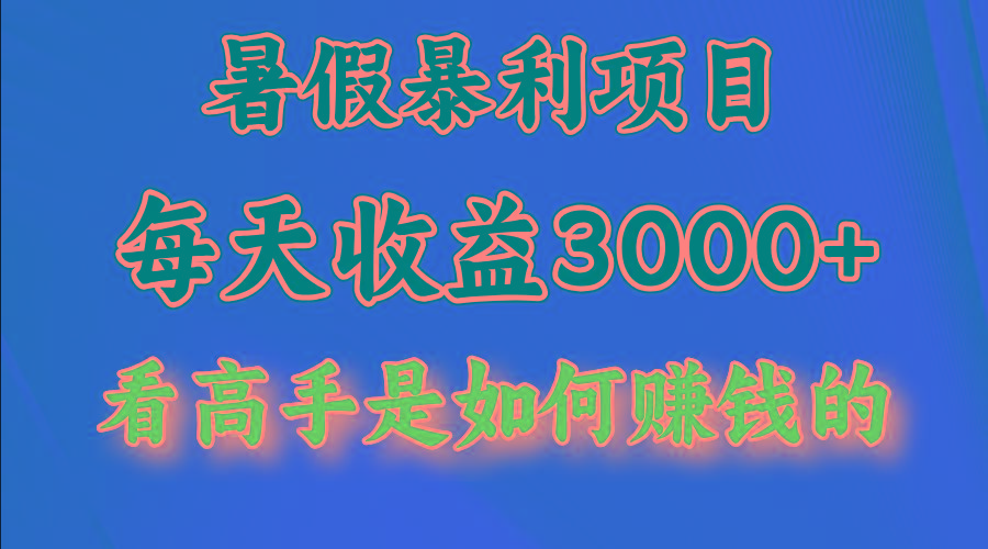 暑假暴力项目 1天收益3000+，视频号，快手，不露脸直播.次日结算-心语项目网
