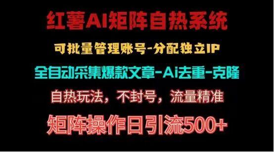 红薯矩阵自热系统，独家不死号引流玩法！矩阵操作日引流500+-心语项目网