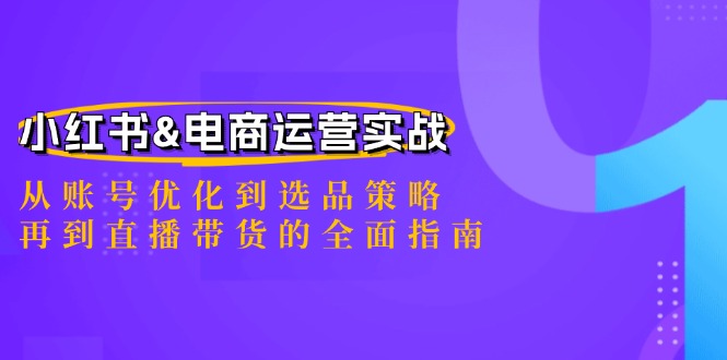 小红书&电商运营实战：从账号优化到选品策略，再到直播带货的全面指南-心语项目网