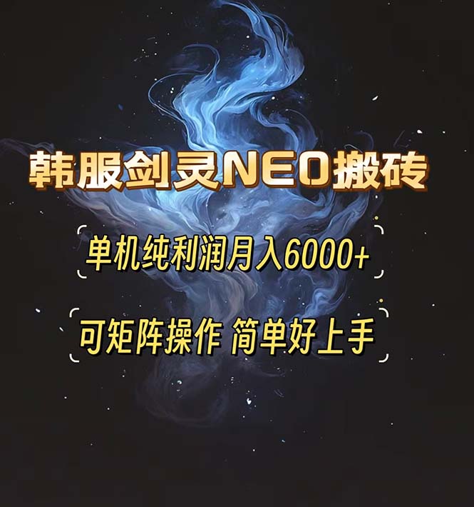 韩服剑灵NEO搬砖攻略，单机纯利润月入6000+ 可矩阵操作，简单好上手。-心语项目网