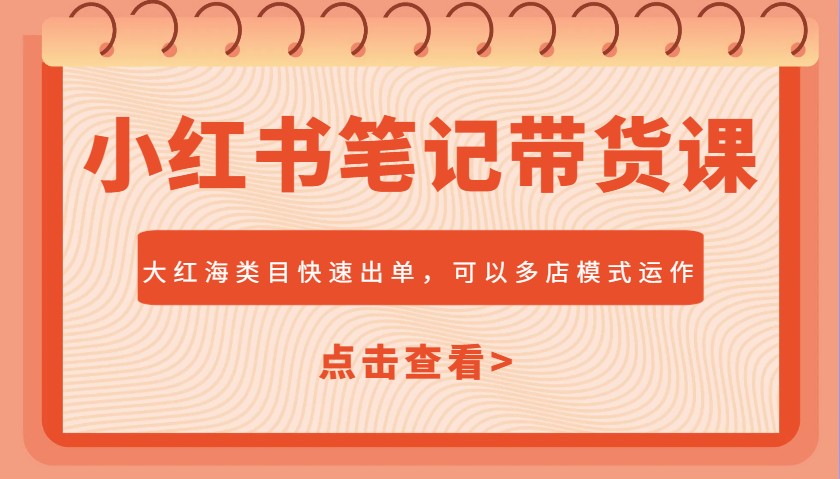 小红书笔记带货课，大红海类目快速出单，市场大，可以多店模式运作-心语项目网