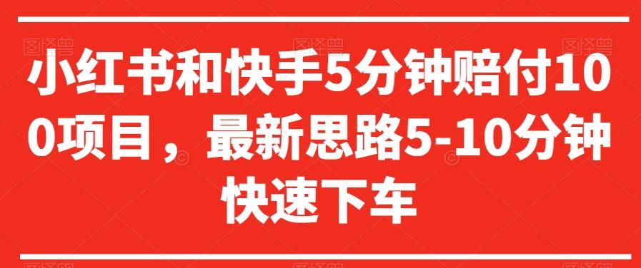 小红书和快手5分钟赔付100项目，最新思路5-10分钟快速下车【仅揭秘】-心语项目网