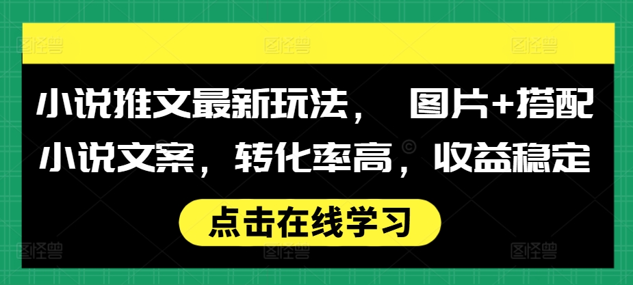 小说推文最新玩法， 图片+搭配小说文案，转化率高，收益稳定-心语项目网
