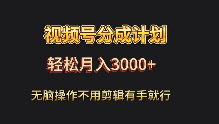 视频号流量分成，不用剪辑，有手就行，轻松月入2000+-心语项目网