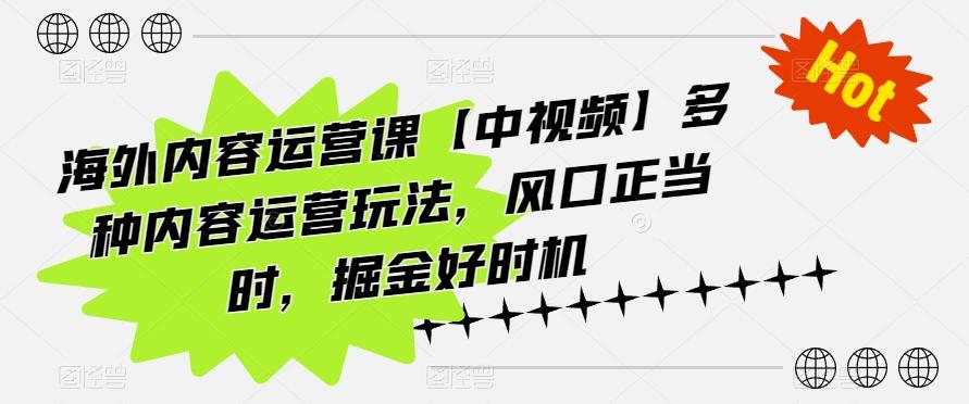 海外内容运营课【中视频】多种内容运营玩法，风口正当时，掘金好时机-心语项目网