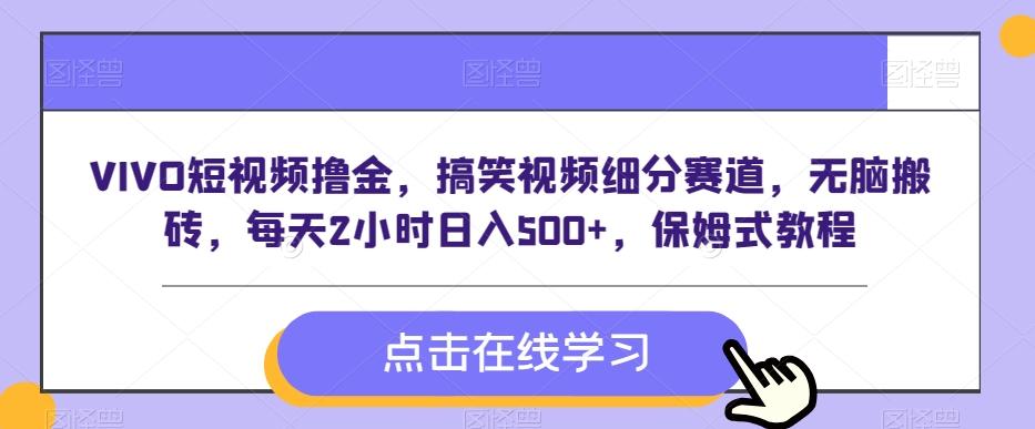 VIVO短视频撸金，搞笑视频细分赛道，无脑搬砖，每天2小时日入500+，保姆式教程-心语项目网