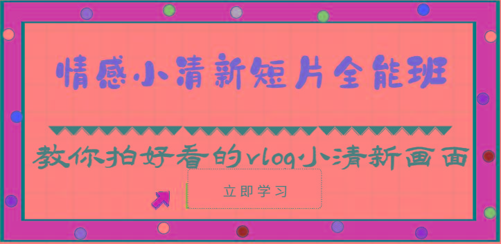 情感小清新短片全能班-教你拍好看的vlog小清新画面(30节课)-心语项目网