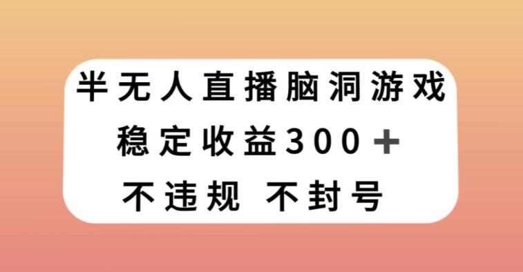 半无人直播脑洞小游戏，每天收入300+，保姆式教学小白轻松上手【揭秘】-心语项目网
