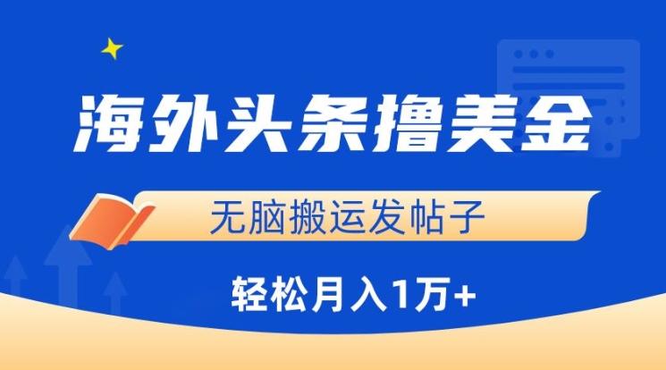 海外头条撸美金，无脑搬运发帖子，月入1万+，小白轻松掌握【揭秘】-心语项目网