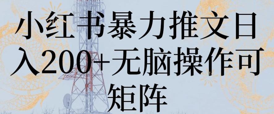 小红书暴力推文日入200+无脑操作可矩阵【揭秘】-心语项目网