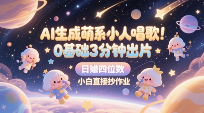 AI生成萌系小人唱歌，0基础3分钟出片，28个作品涨粉8.9W，单条最高19W赞，日入四位数，小白直接抄作业-心语项目网