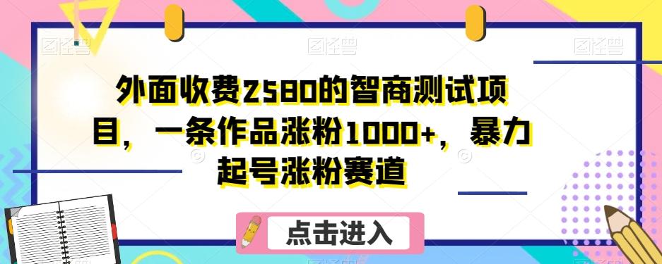 外面收费2580的智商测试项目，一条作品涨粉1000+，暴力起号涨粉赛道【揭秘】-心语项目网