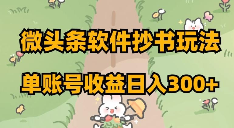 微头条软件抄书玩法，单账号收益日入300+【揭秘】-心语项目网