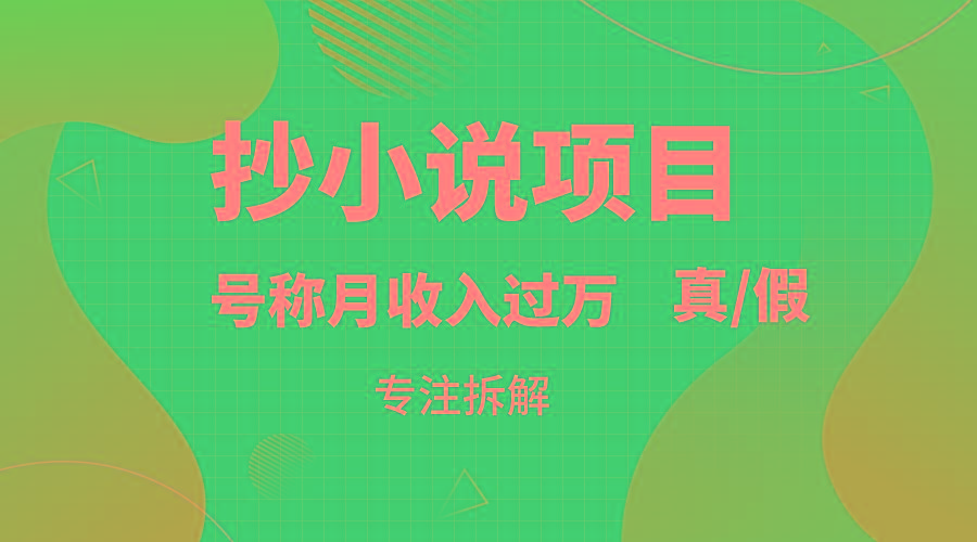 抄小说项目，号称月入过万，到底是否真实，能不能做，详细拆解-心语项目网