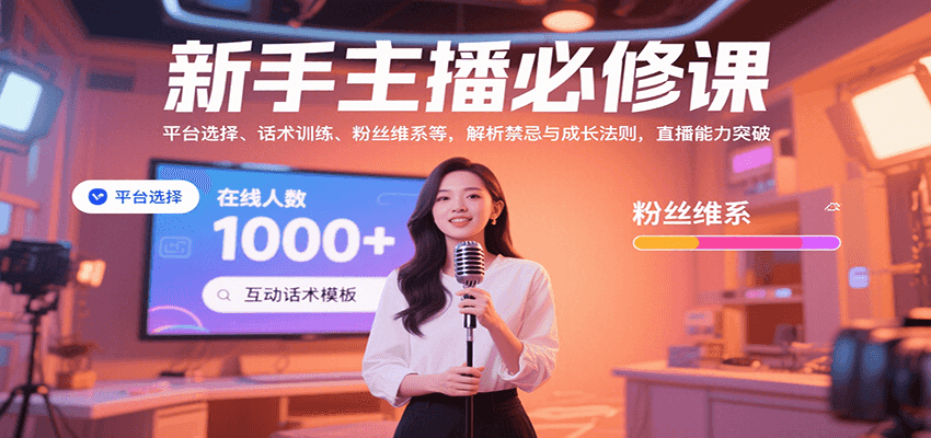 新手主播必修课:平台选择、话术训练、粉丝维系等,解析禁忌与成长法则,突破直播能力-心语项目网