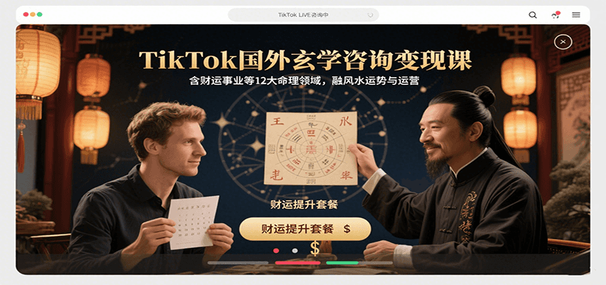 TikTok国外玄学咨询变现课，含财运事业等12大命理领域，融风水运势与运营-心语项目网
