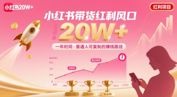 一年时间靠小红书带货项目年入20w+，最不能错的大红利项目-心语项目网