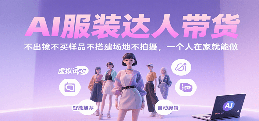 AI服装达人带货,不出镜不买样品不搭建场地不拍摄,一个人在家就能做-心语项目网