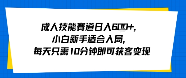 成人技能赛道日入多张，小白新手适合入局，每天只需10分钟即可获客变现-心语项目网